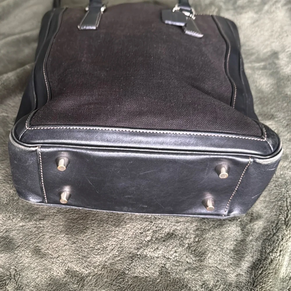 Coach Vintage Classic Legacy Brown Leather and Linen Bonnie Bucket Tote